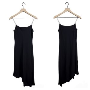 Jessica McClintock Bridal Black Asymmetrical Hem Beaded Strap Dress Vintage 6